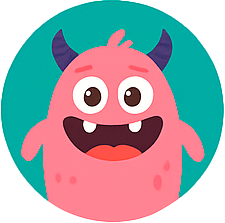 Pink monster with sharp teeth