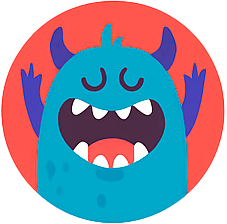 Blue monster with fangs